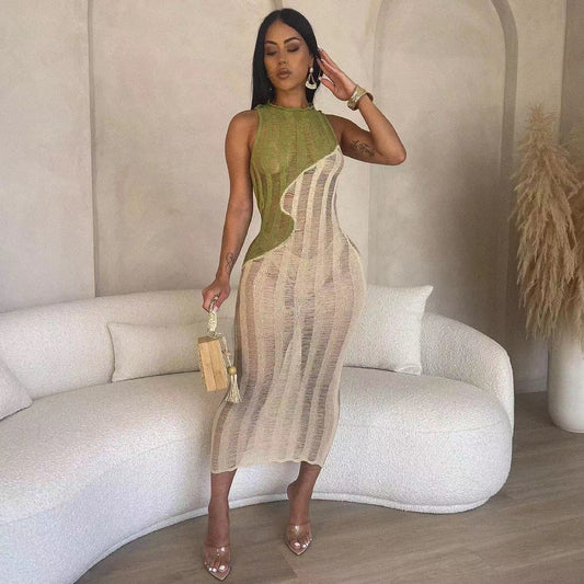 Sexy Color Block Knitted Dress