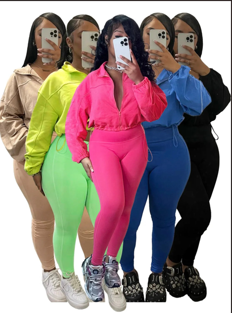 Zipper elastic two-piece set