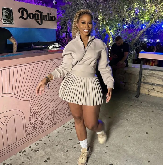 high Waisted Pleated skirt set