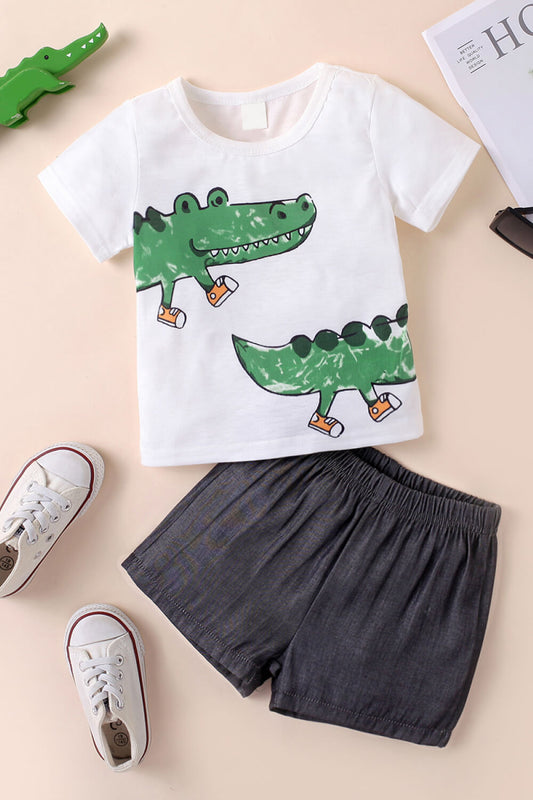 Baby Boy Dinosaur Graphic Tee and Shorts Set_0