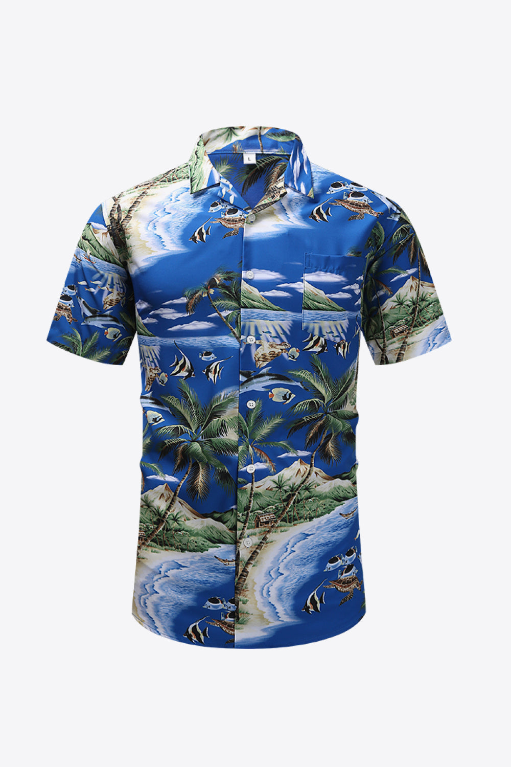 Tropical Print Button-Up Pocket Shirt_0