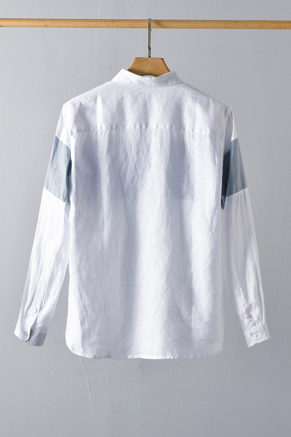 Buttoned Collared Neck Short Sleeve Linen Shirt_11
