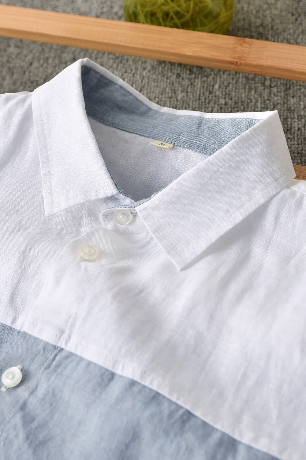 Buttoned Collared Neck Short Sleeve Linen Shirt_10