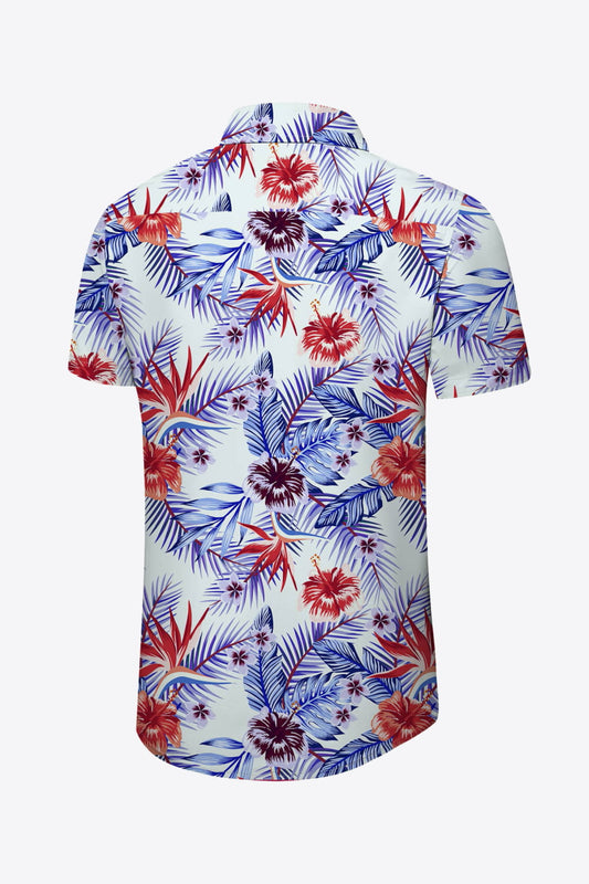 Tropical Print Button-Up Beach Shirt_1
