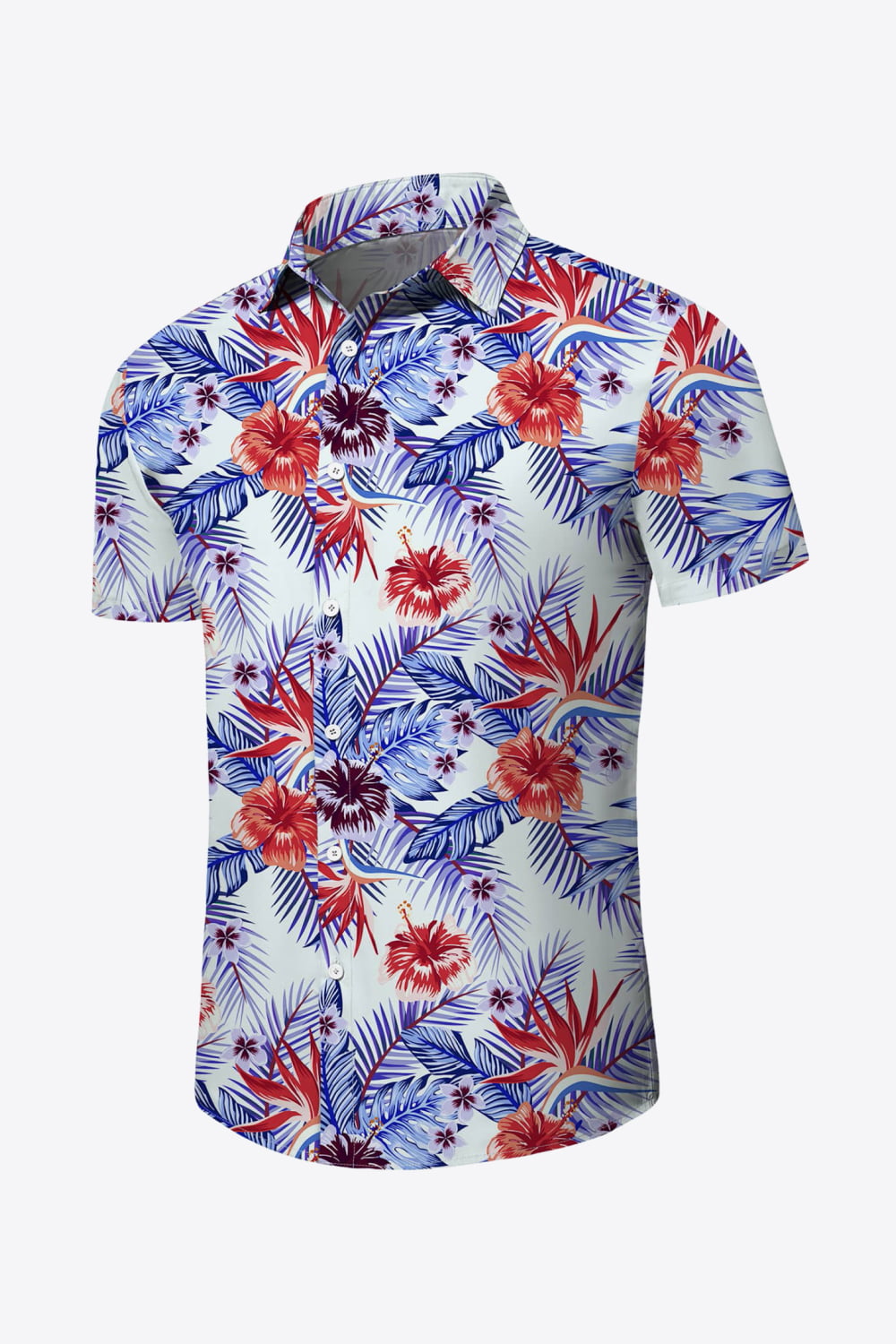 Tropical Print Button-Up Beach Shirt_2