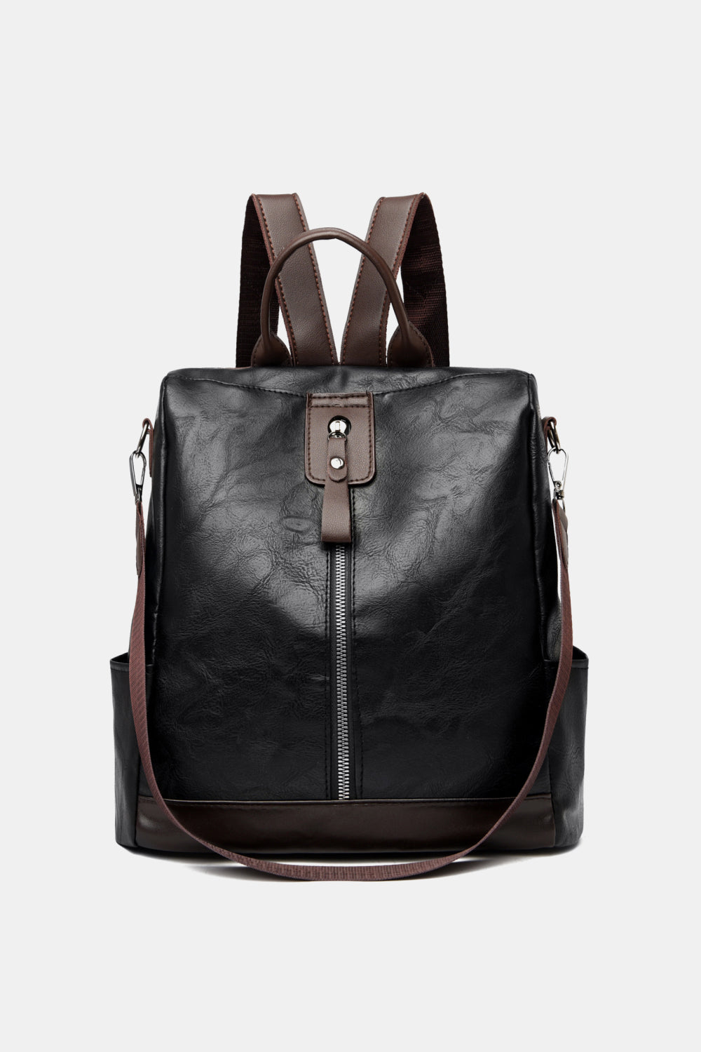 Contrast Color Leather Backpack_13