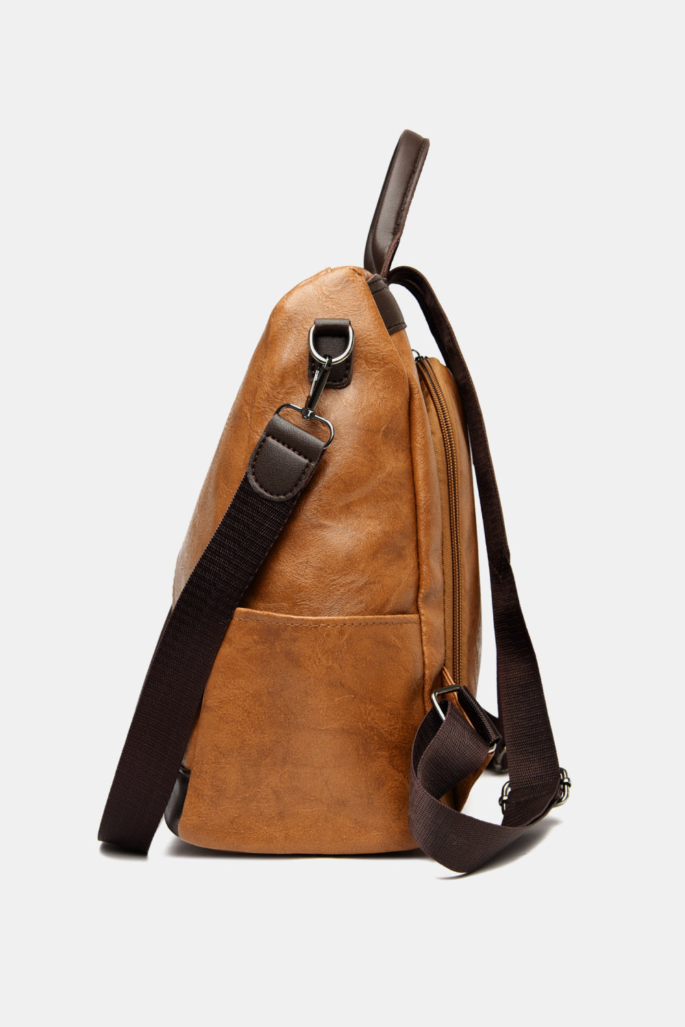 Contrast Color Leather Backpack_15