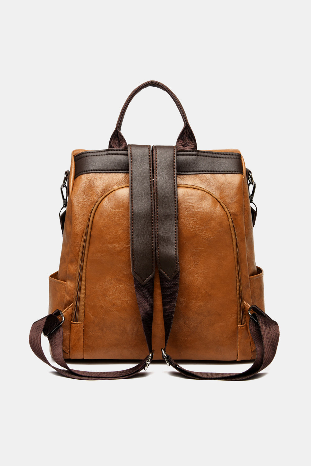 Contrast Color Leather Backpack_16
