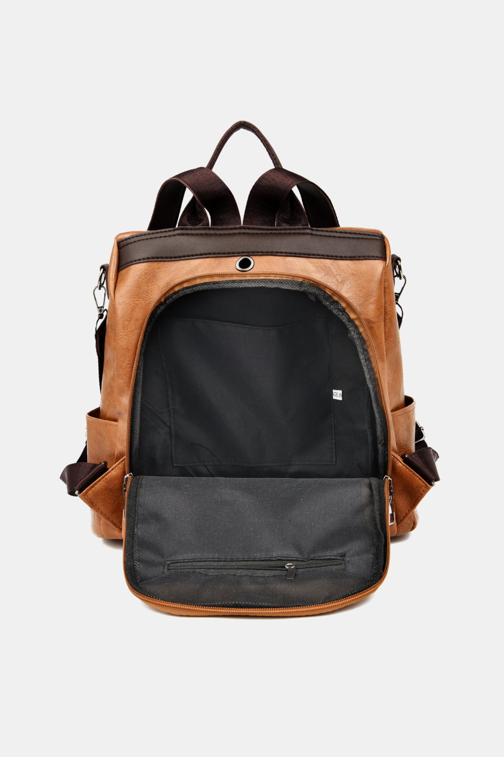 Contrast Color Leather Backpack_17