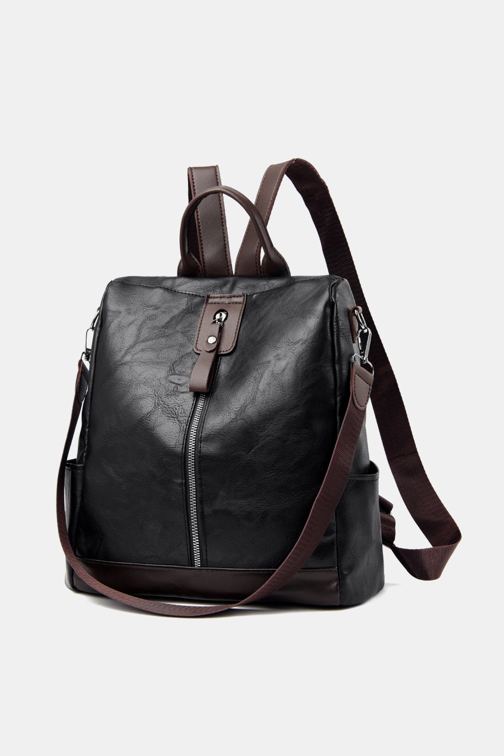 Contrast Color Leather Backpack_4
