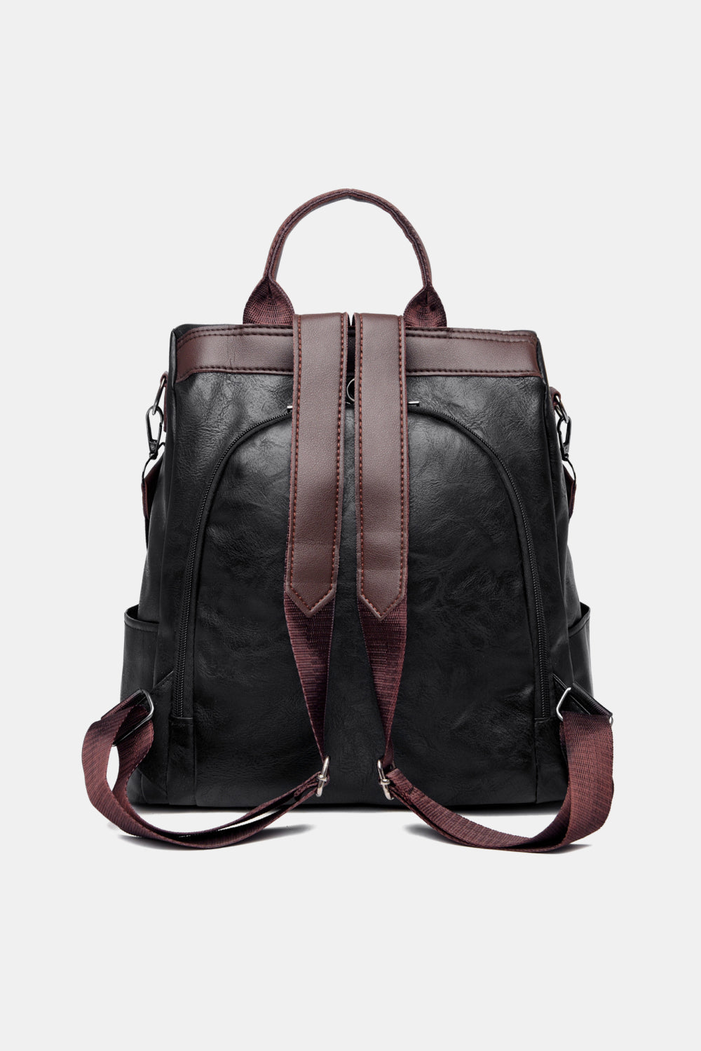 Contrast Color Leather Backpack_6
