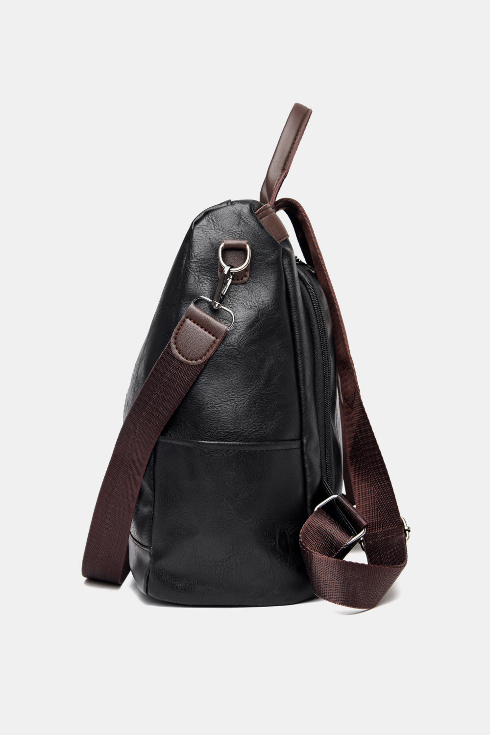 Contrast Color Leather Backpack_5