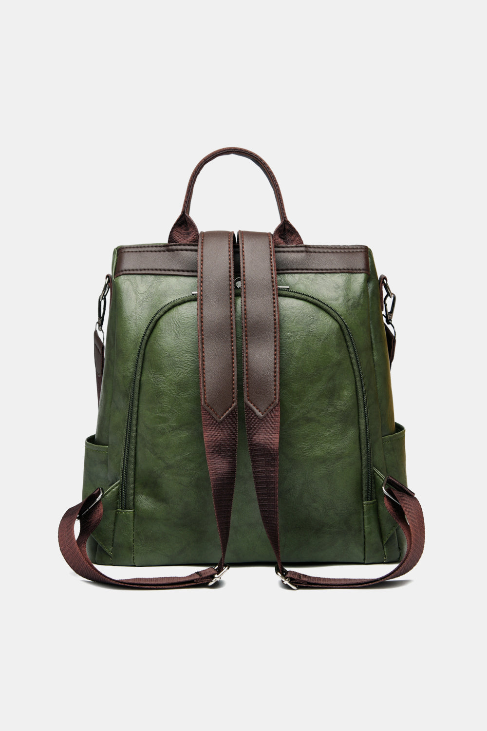 Contrast Color Leather Backpack_9