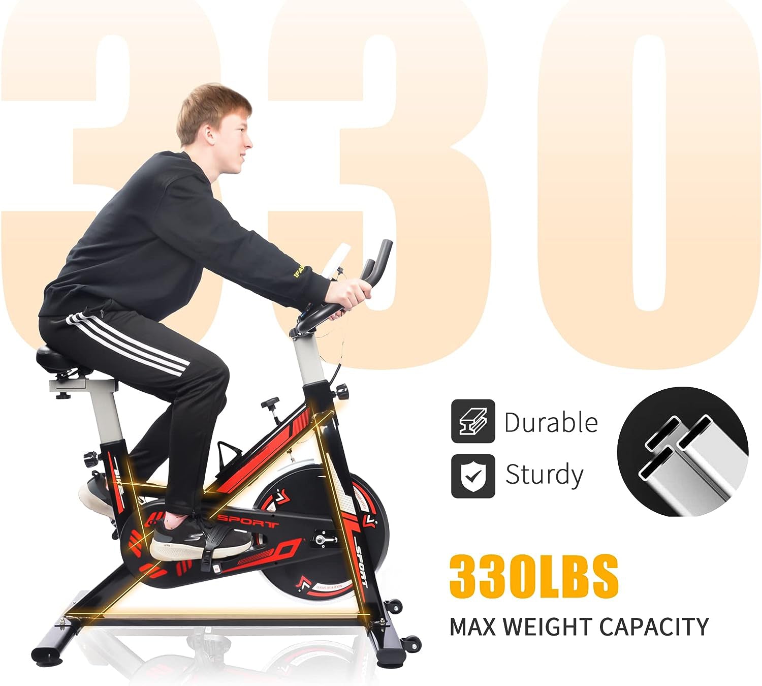 UltimateFit Exercise Stationary Bike - 330 lbs Weight Capacity_4
