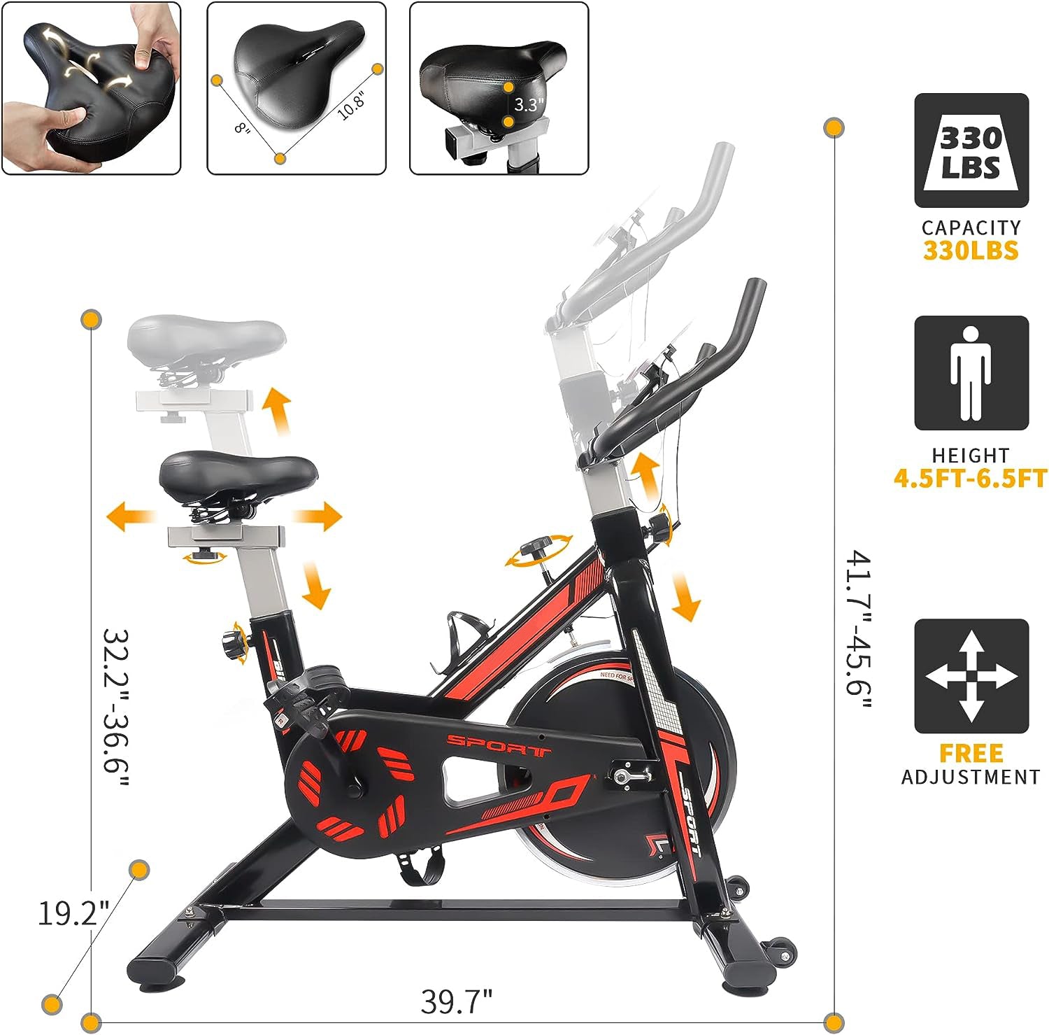 UltimateFit Exercise Stationary Bike - 330 lbs Weight Capacity_5