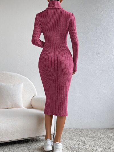 Snuggle Style Turtleneck Midi Sweater Dress_2