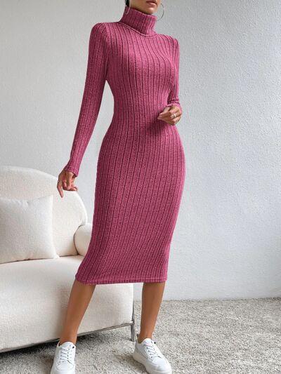 Snuggle Style Turtleneck Midi Sweater Dress_4