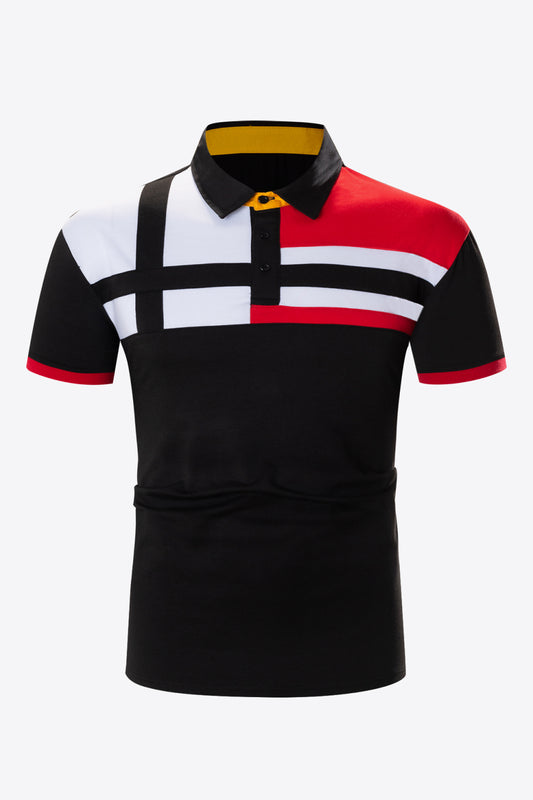 Contrast Short Sleeve Golf Polo Shirt_0