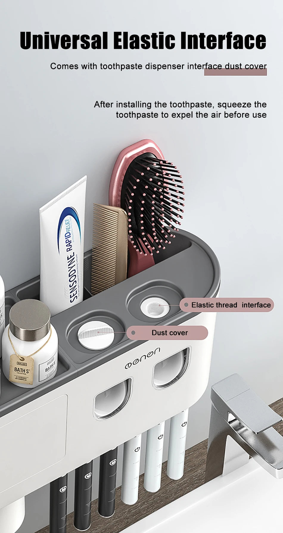 Magnetic Toothbrush Holder with Automatic Toothpaste Squeezer_9