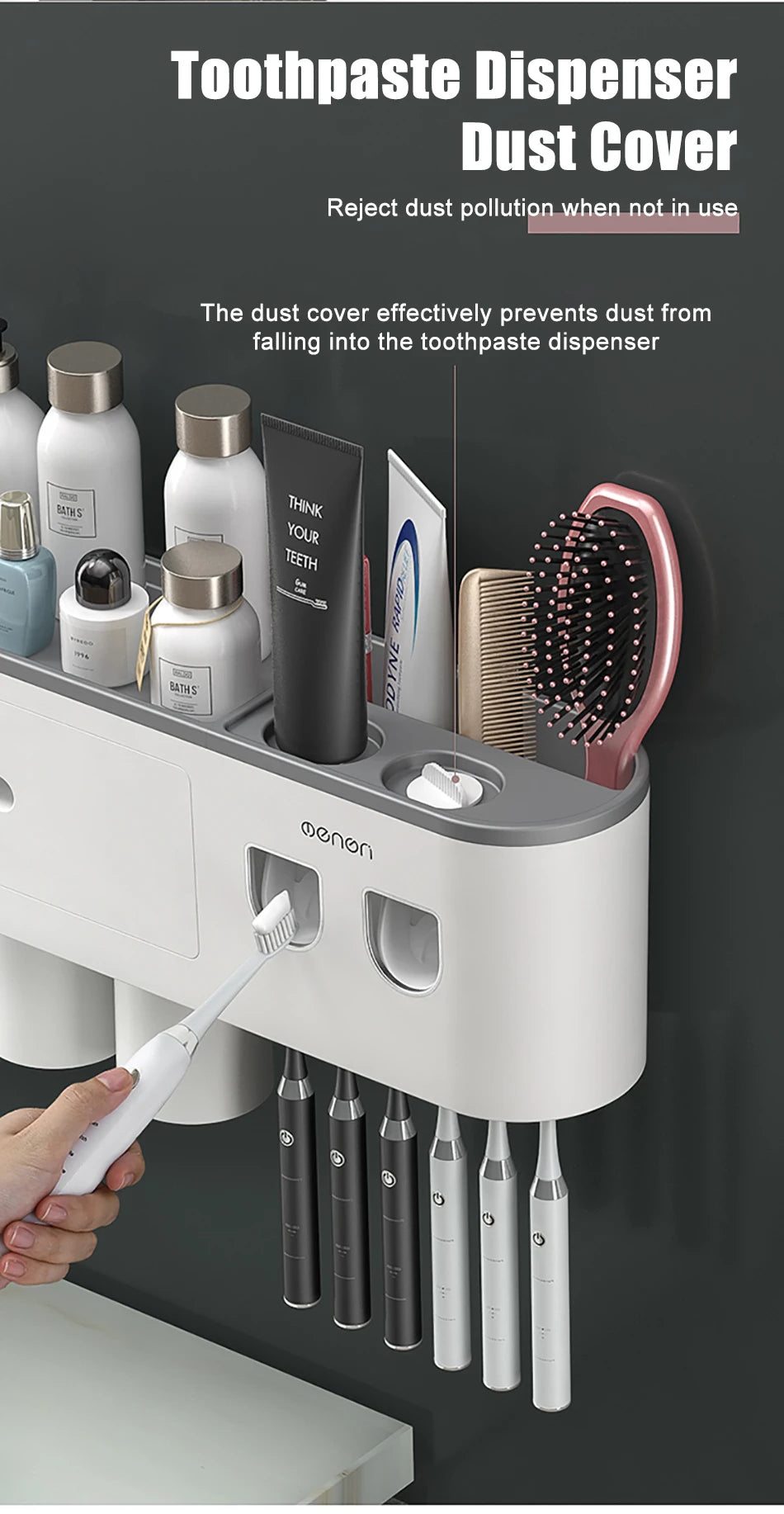 Magnetic Toothbrush Holder with Automatic Toothpaste Squeezer_17
