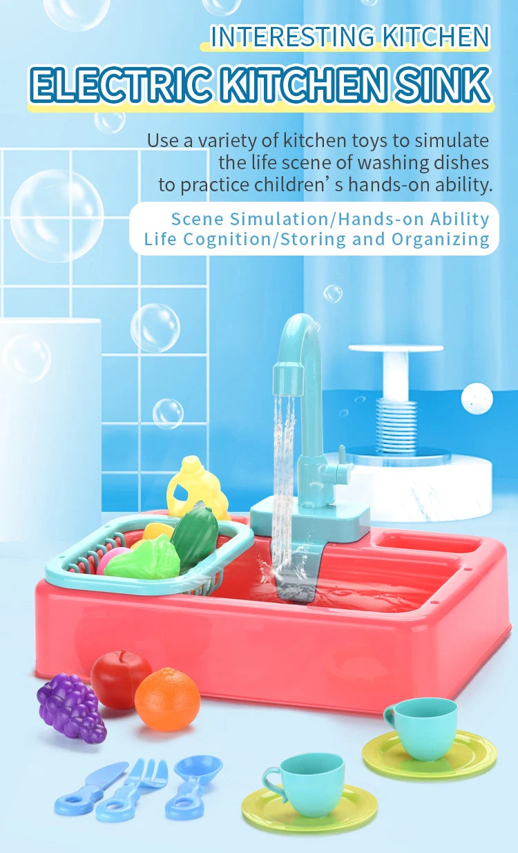 Children's Kitchen Sink Toy Set - Pretend Play Educational Kit_11