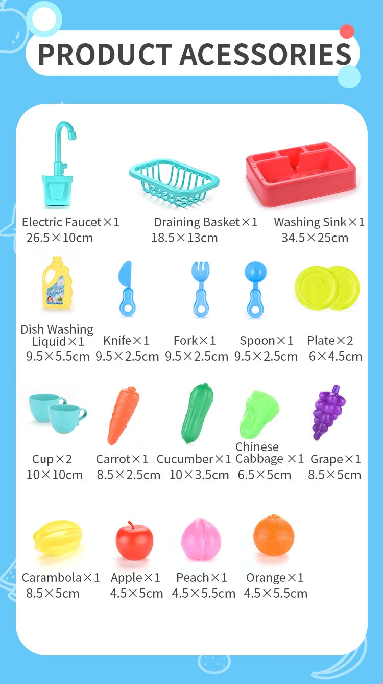 Children's Kitchen Sink Toy Set - Pretend Play Educational Kit_3