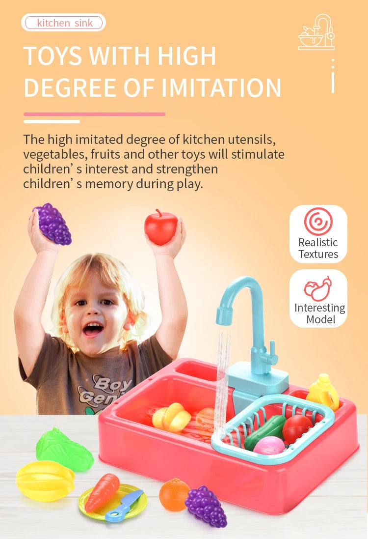 Children's Kitchen Sink Toy Set - Pretend Play Educational Kit_10