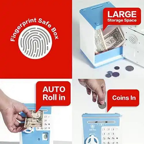 ATM Savings Bank - Electronic Voice, Fingerprint Password, Kids' Safe Box_5