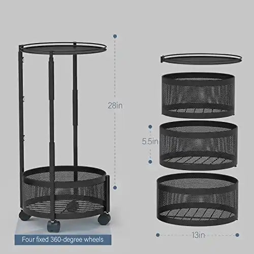 4 Tier Fruit and Vegetable Rotating Storage Rack with Wheels_10